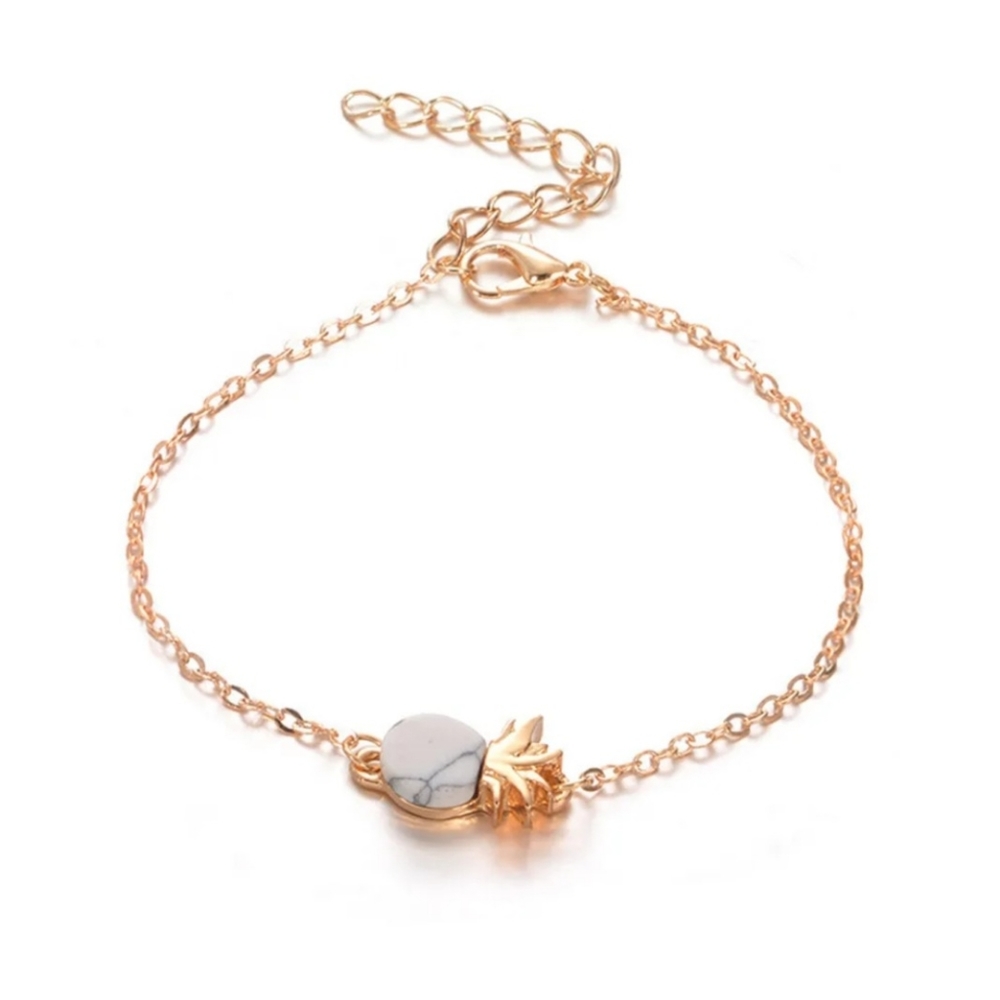 Gold Howlight Pineapple Ankle Bracelet Gemstone Adjustable Anklet Ankle Bracelet